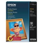 Epson Glossy Photo Paper, 52 lb., Glossy, 8.5" x 11", 100 Sheets/Pack