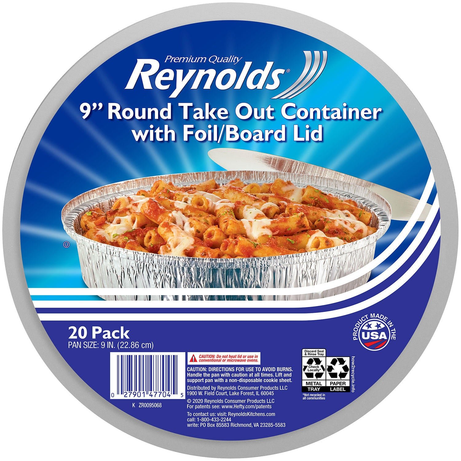 0002790147704_A.jpg Reynolds 9" Round Foil Take Out Containers with Lids (20 ct.) - Image 1