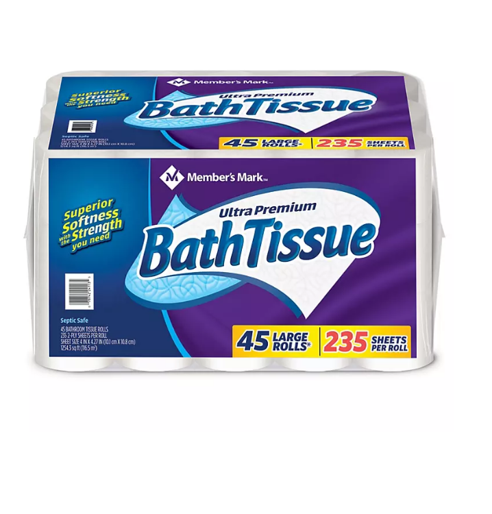18.1_6f633a1c-ee49-47ef-8a70-31c3ebd71b48.png Member's Mark Ultra Premium Soft & Strong Toilet Paper, 2-Ply (235 sheets, 45 rolls) - Image 1
