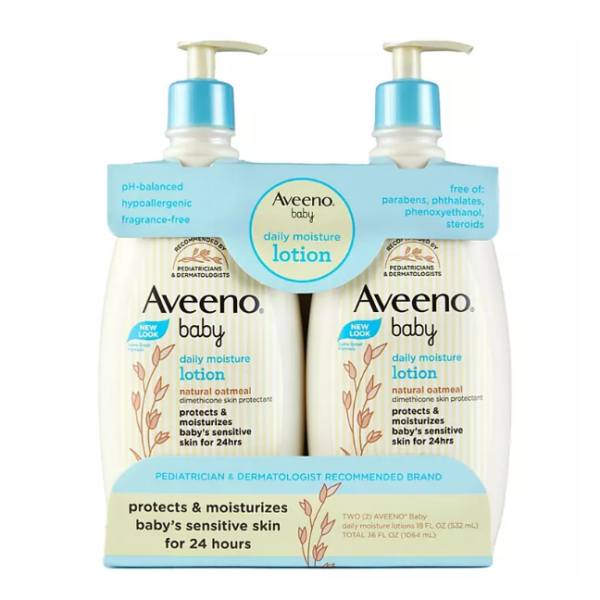 Aveeno Baby Daily Moisture Lotion, 24hr Protection (18 fl. oz., 2 pk.)