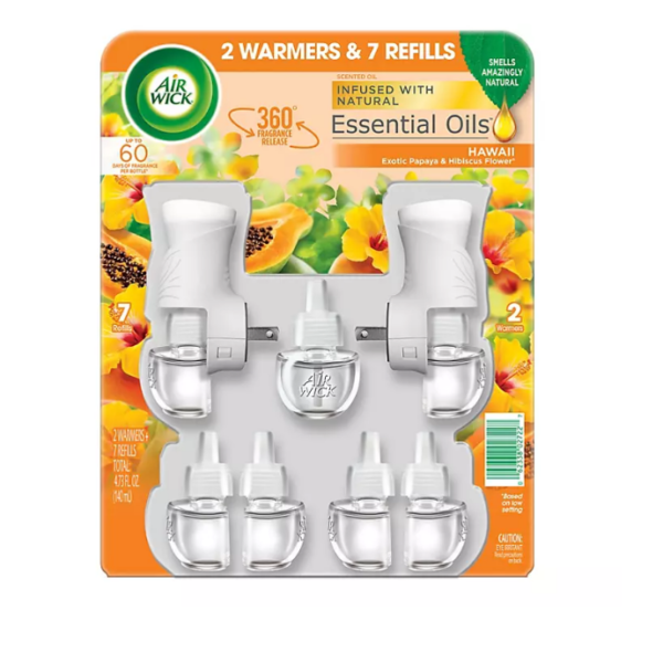 Air Wick Scented Oil Air Freshener Kit, Hawaii (2 Warmers + 7 Refills)