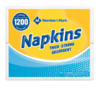 Member's Mark 1-Ply Everyday Napkins, 11.4" x 12.5" (4 pk., 300 ct. per pack, 1200 ct. total)