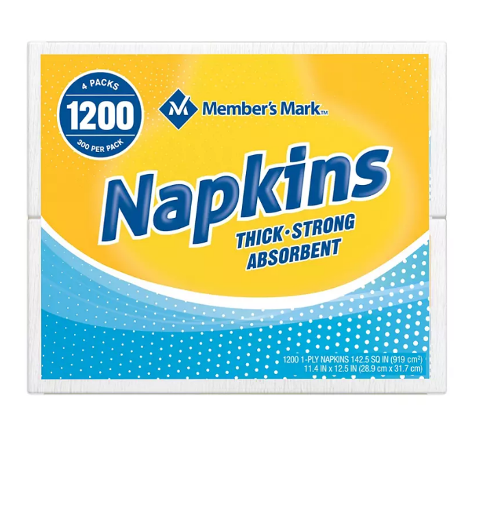 35.1_371b24b5-c489-4062-86a2-b8859b271d87.png Member's Mark 1-Ply Everyday Napkins, 11.4" x 12.5" (4 pk., 300 ct. per pack, 1200 ct. total) - Image 1