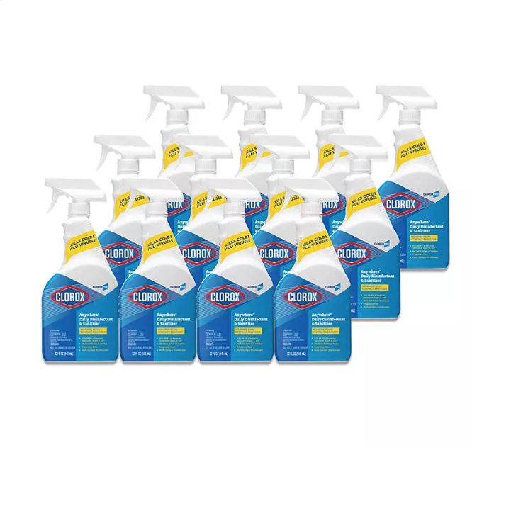 40.1_dce554bf-7bd1-4154-93dc-54cd09c7a8f5.png Clorox Anywhere Daily Disinfectant & Sanitizing Spray (32 fl. oz., 12 ct.) - Image 1