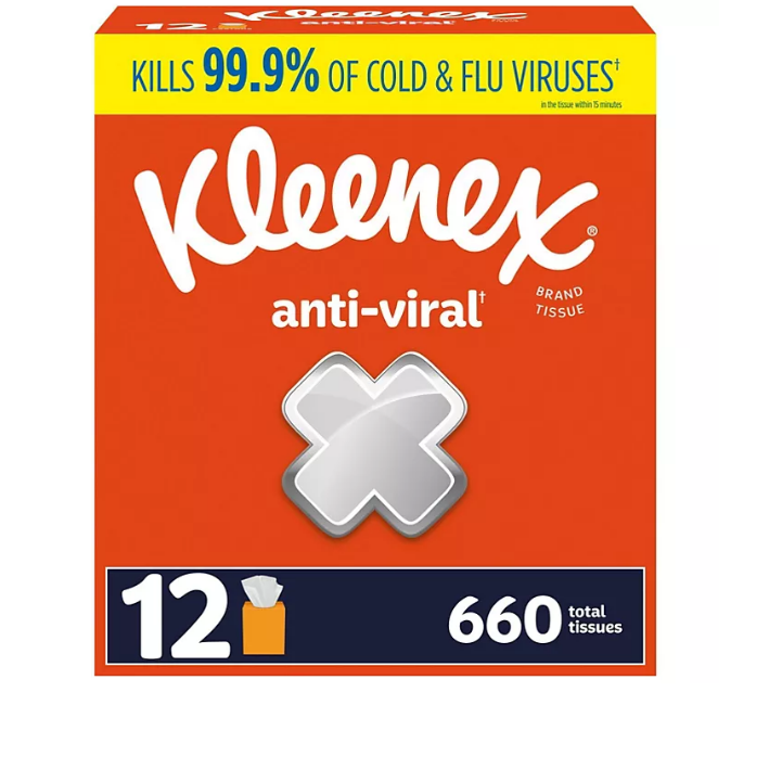 41.1_898c8971-a389-4b96-b093-f3ccbd11e440.png Kleenex Anti-Viral 3-Ply Facial Tissues, Cube Boxes (55 tissues/box, 12 boxes) - Image 1