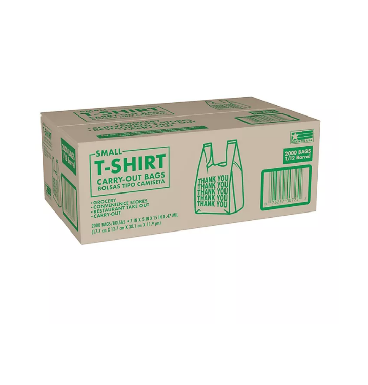8.1_ffeabd1e-6509-47a2-8347-0403a82e0923.png Small T-Shirt Carry-Out Bags. 7" x 5" x 15" (2.000 ct.) - Image 1