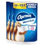 Charmin Ultra Soft Cushiony Touch Toilet Paper, 30 Family Mega = 153 Regular Rolls, 2-Ply, White